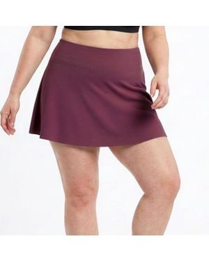 Calypsa Plus High Waisted Mini Swim Skirt With Shorts - Purple