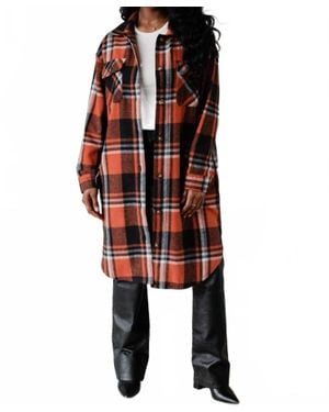 Panache Apparel Selina Long Flannel Shirt - Red