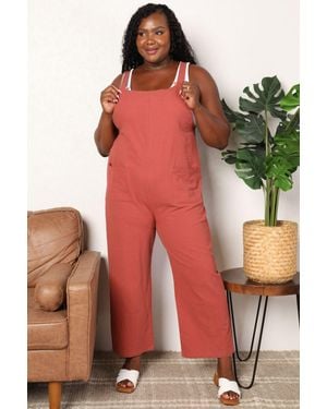 TRUEDAMES Wide Leg Overalls With Front Pockets - Red