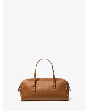 Michael Kors Roberta Hand-Stitched Pebbled Leather Satchel - Black