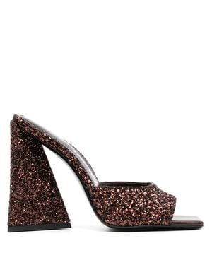 The Attico Devon Glittered Mules - Brown