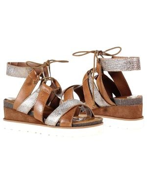 Diba True Gitty Yup Sandals Leather Lace Up Wedge Heel Ver074 - Brown