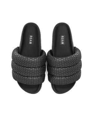 Roam Puffy Mesh Sandals Slides - Black