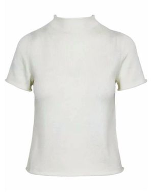 Lucy Paris Lux Mock Neck Top - White