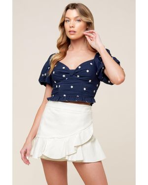TRUEDAMES Bebe Alert Woven Top - Blue