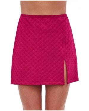 Gottex Textured Cover Up Mini Skirt Cover Up With Slit - Pink