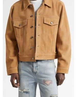 MIDNIGHT RODEO Suede Trucker Jacket - Blue