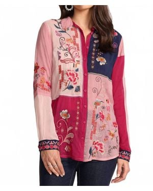 Johnny Was Marcia Color Block Shirt - Red