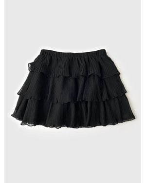 Sadie & Sage Girls Tween Gather Ruffle Layered Skirt - Black