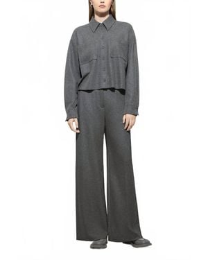 Luisa Cerano Flannel Wide Leg Pant - Gray