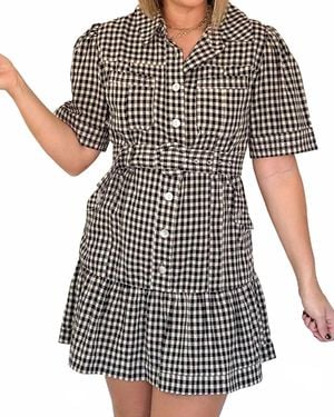 Olivaceous Check Yes Mini Dress - White