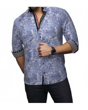 Au Noir Mirabeau Grid Pattern Button-Up Shirt - Blue