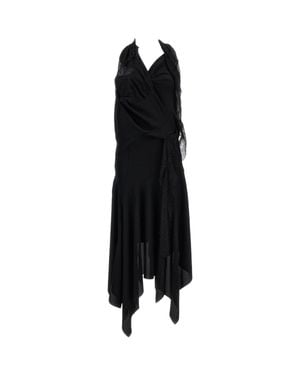 Junya Watanabe Fluid Fabric Lace Insert Maxi Dress - Black
