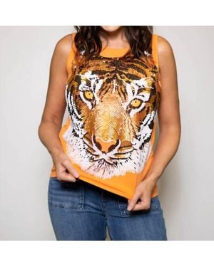 Bomb Full Face Tiger Tank Top - Orange
