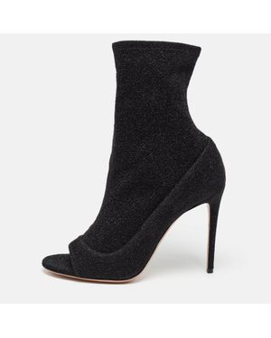 Aquazzura Lurex Fabric Eclair Ankle Boots - Black