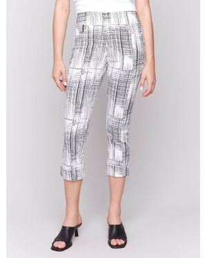Charlie b Geo Printed Pull On Capri Pant - White