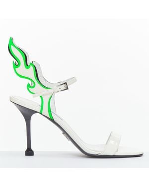 Prada Patent Leather Flame Sandals - White