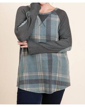 Lovely Melody Stevie Plaid Color Block Top - Gray