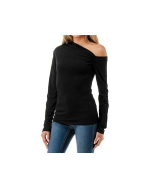 Ariella Open Shoulder Ruched Top - Black