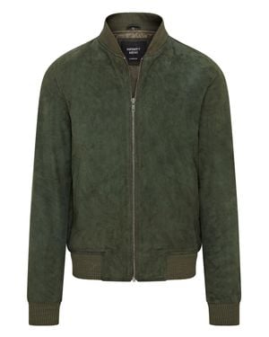 Infinity Leather Soft Goat Suede Ma-1 Varsity Bomber Jacket - Green