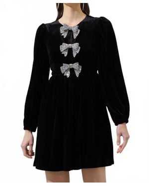 Sugarlips Stella Velvet Bow Mini Dress - Black
