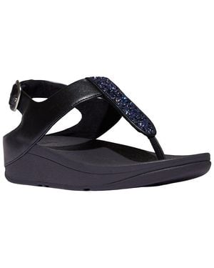 Fitflop Fino Crystal Mix T Strap Sandal - Black