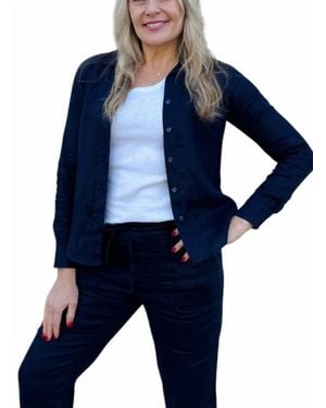 Pure Amici Long Sleeve Linen Button Down Shirt - Blue