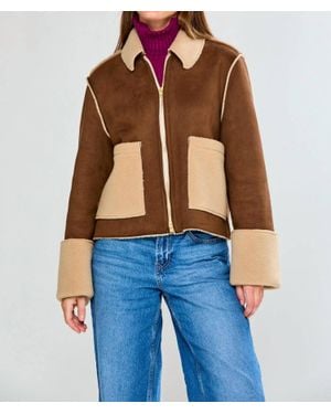Sara Campbell Rhiannon Shearling Suede Jacket - Blue