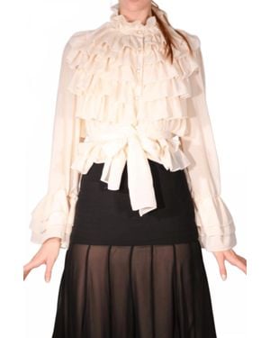 Beulahstyle Sheer Ruffle Blouse - Black