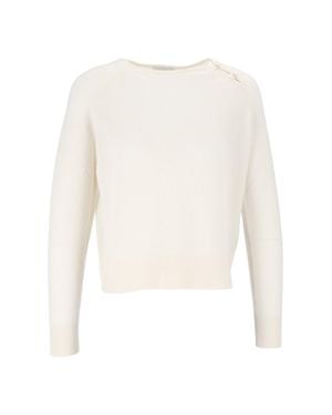 forte_forte Gauze Wool Cashmere Blend Crewneck Sweater - White