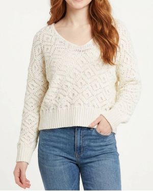KLD V-Neck Knit Sweater - White