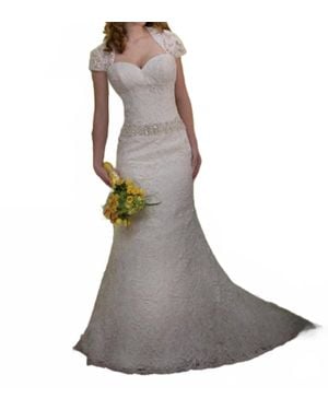Mary's Bridal Fit And Flare All Over Lace Gown - Gray