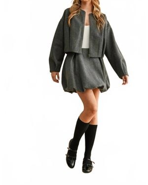 Miou Muse Nina Pleated Detail Balloon Mini Skirt - Black