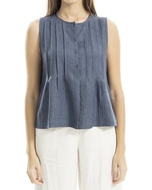 Max Studio Pleated Button-Front Blouse - Blue