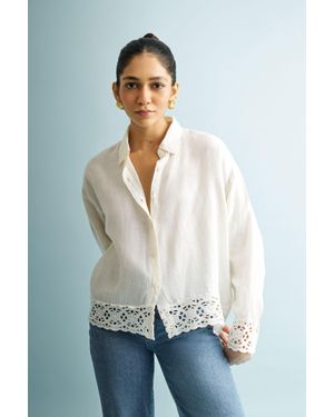 REISTOR Button-Down With Lace Shirt - White