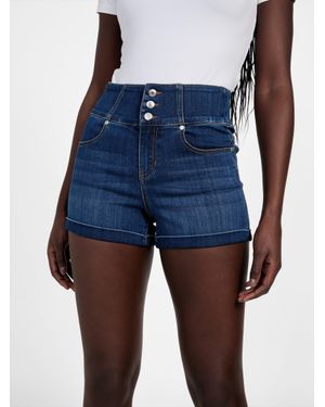 Guess Eco Milan High-Rise Denim Corset Shorts - Blue
