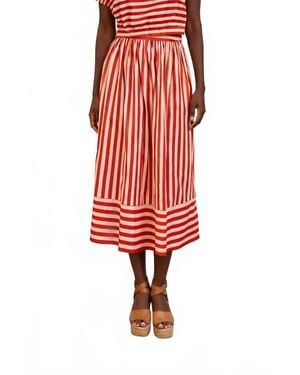 Never A Wallflower Yarrow Midi Skirt - Red