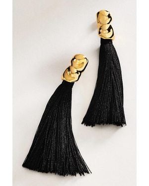 By Anthropologie Molten Metal Tassel Drop Earrings - Black