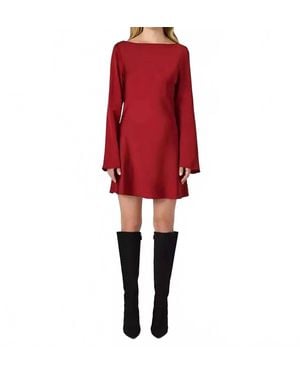 French Connection Ennis Satin Long Sleeve Mini Dress - Red