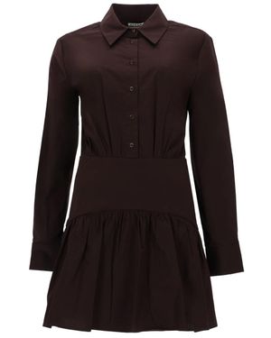 STAUD Rocco Gathered Mini Dress - Black