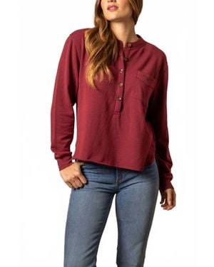 Kimes Ranch Elouise Henley Long Sleeve Top - Red
