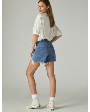 Lucky Brand Lucky Legend Embroidered 5" High Rise 90S Midi Short - Blue