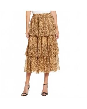 Rachel Parcell Print Tiered Ruffle Skirt - Brown