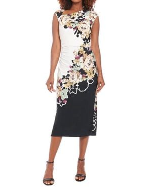Maggy London Floral Midi Sheath Dress - Black