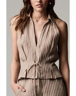 Hevron Sloan Striped Vest - Brown