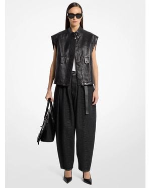 Michael Kors Michael Kors Oversized Washed Leather Vest - Black