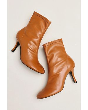 Maeve Round-Toe Sock Boots - Brown