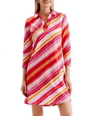 tyler boe Johnny Asymmetrical Stripe Shirtdress - Red