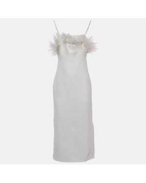 Elliatt Ivory/ Crepe Feather Detail Harley Midi Dress - White