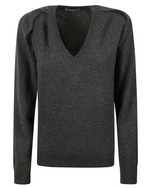 Jil Sander Open Armhole Dark Knit Sweater - Black